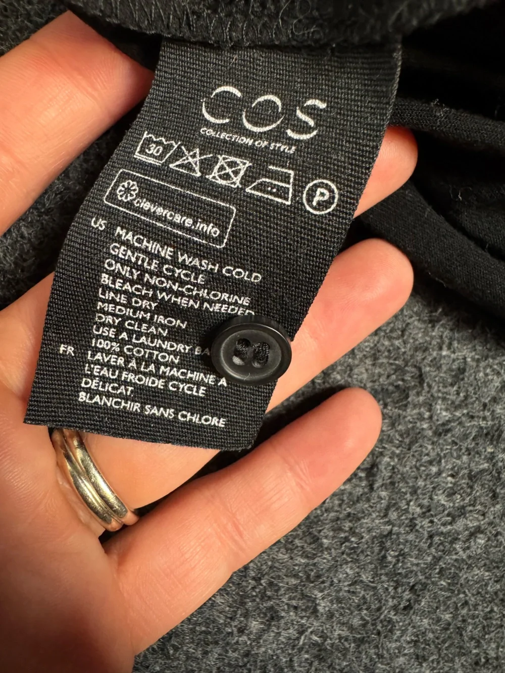 COS Slim Henley Tee Men’s Black M